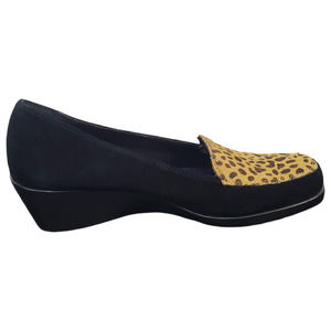Aerosoles Final Exam Leopard Combo‎ Leather Black Heels Shoes Womens Size 8